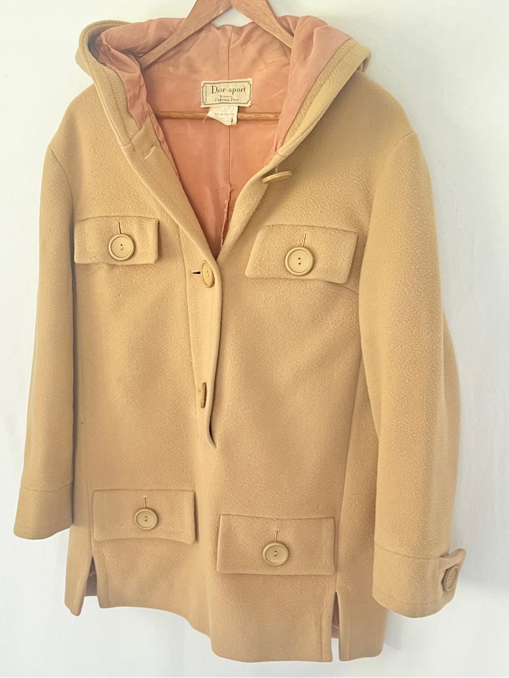Vintage 60s Christian Dior Wool Hooded Jacket Dior Sport Mod Archival